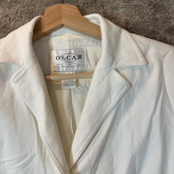 Osca de la Renta White Basketweave Blazer Jacket Women's 10 M Medium - Picture 4 of 9